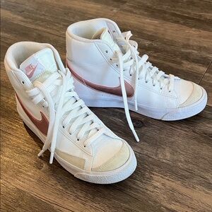 Nike Youth’s 5.5 (womens 7) White and Pink High-Top Blazer Shoes